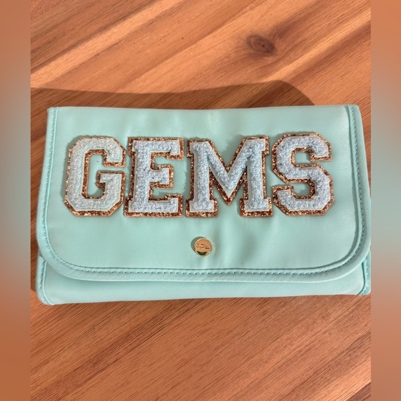 Stoney Clover Lane Accessories - NEW Stoney Clover Lane Jewelry Roll Case Patches Cotton Candy Blue Gold NWOT